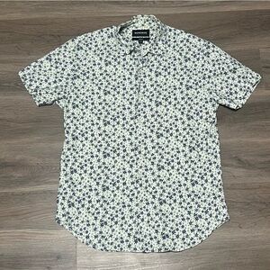 Bonobos Small Button Up Shirt White Blue Floral Standard Fit Cotton Stretch